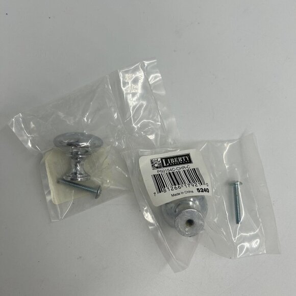 Lot of 2 Liberty Hardware P50154C-CHR-C Satin Chrome Round Cabinet Knob NEW - Picture 3 of 4